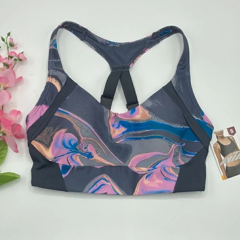 Women’s Split Racerback Active Sports Bra Adjustable Straps Size S